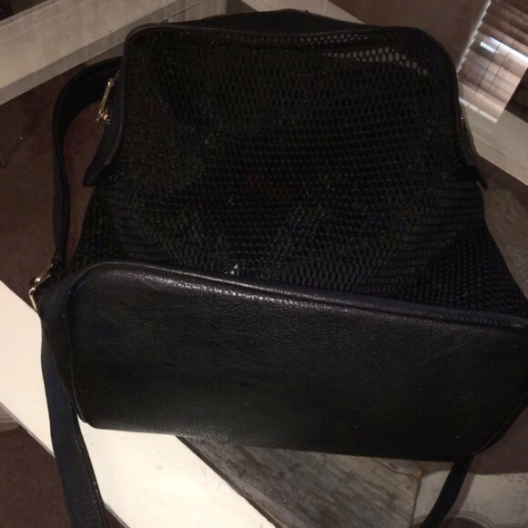 Backpack, Black Mesh with Sturdy Base, Brass Hardware, Adjustable by PINKCOSMO - Picture 5 of 8